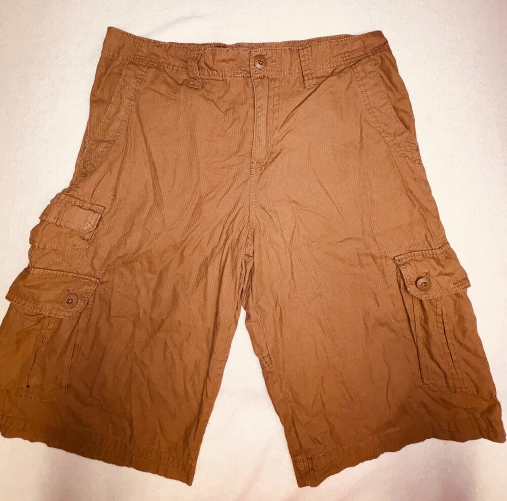 Urban Pipeline Mens Brown Cargo Shorts Size 36 Cotton Pockets Safari Utility